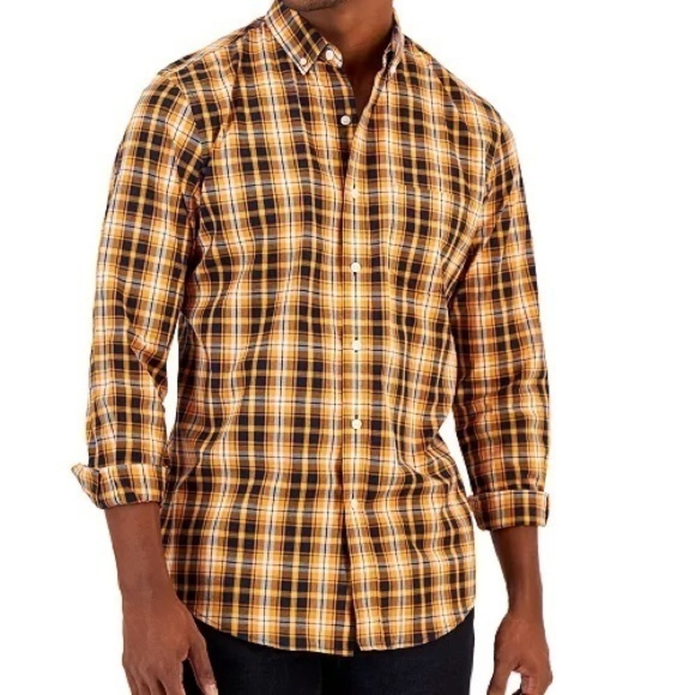 Club Room Men's Pascal Classic-Fit Plaid Button-Down Shirt Large​